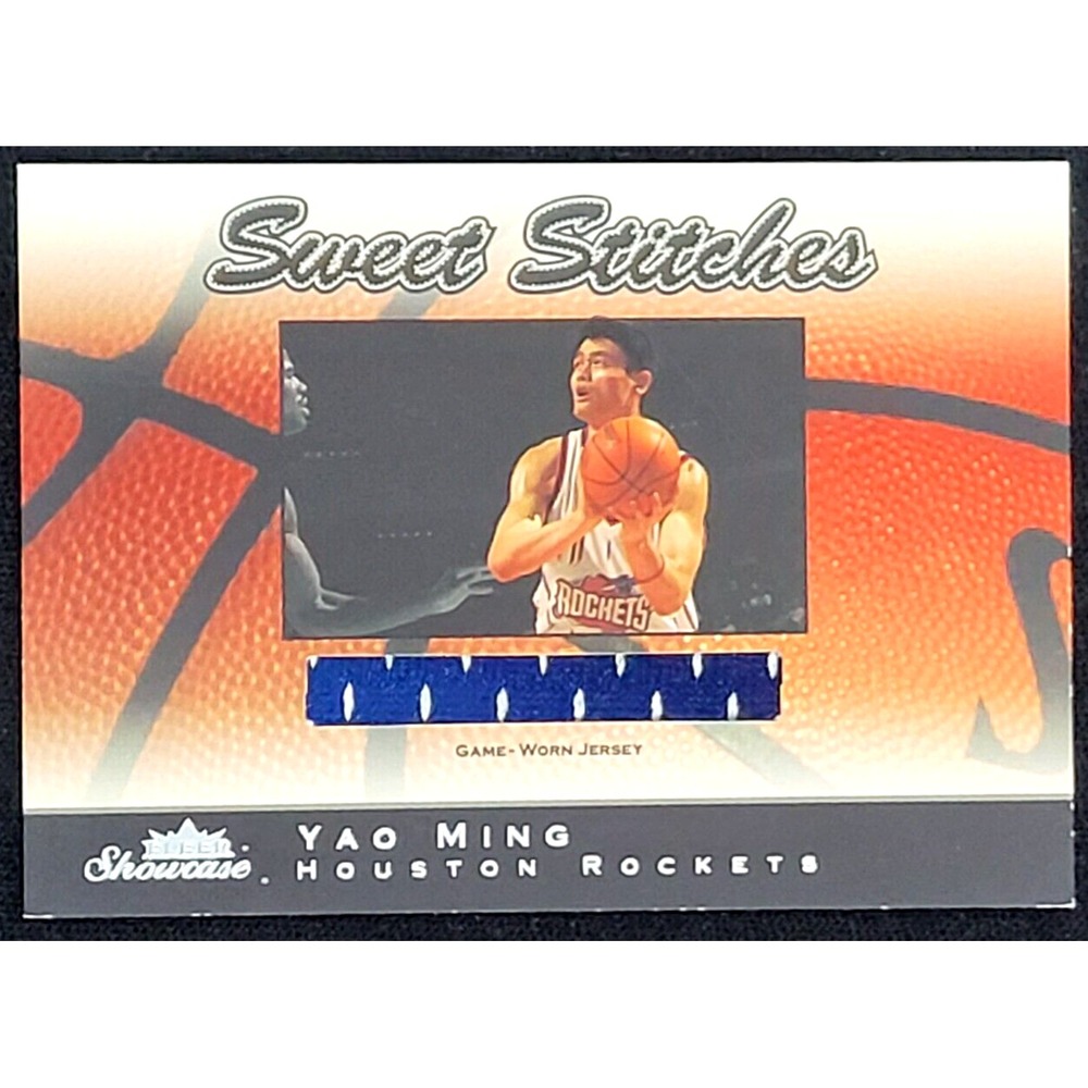 2003-04 FLEER SHOWCASE YAO MING SWEET STITCHES BLUE JERSEY